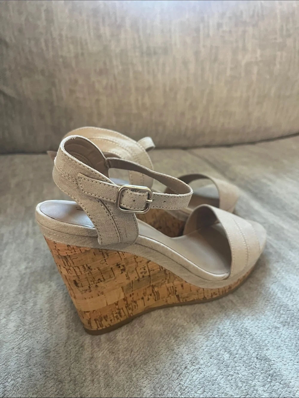 CALL IT SPRING Tan Suede Wedge Sandals